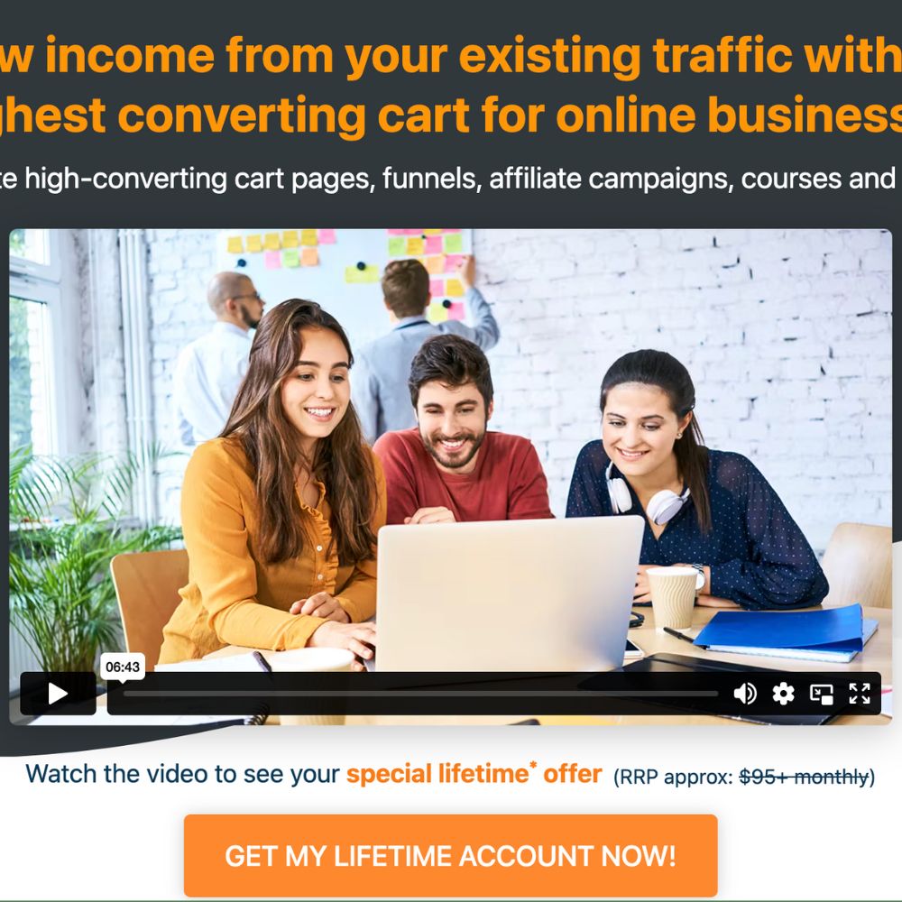 Screenshot from the ThriveCart website- Get my lifetime account now!