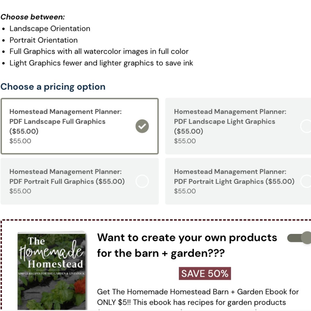 Image of an example of multiple pricing options for a product on ThriveCart checkout page